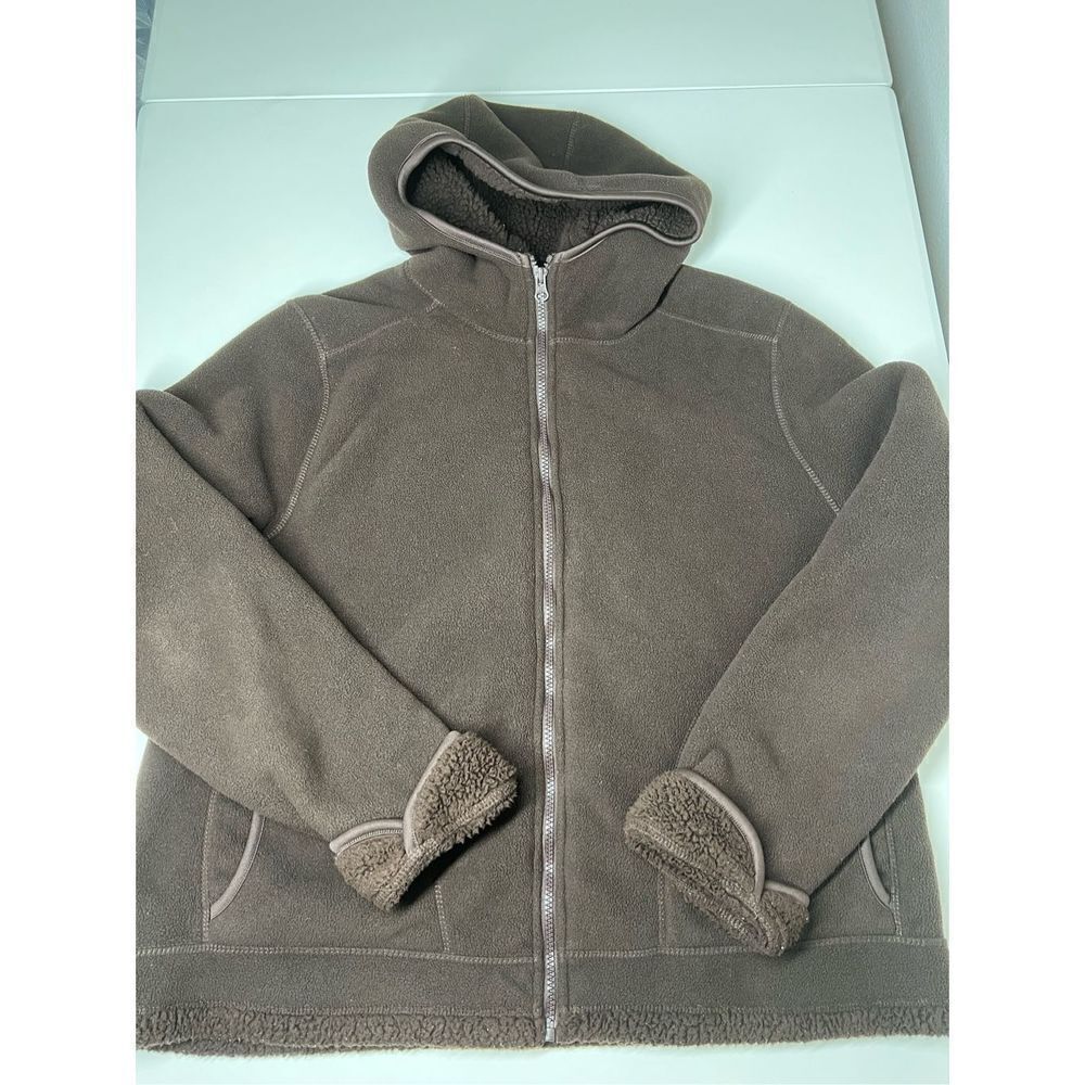 Faded Glory Hooded Fleece Jacket Faux Fur Inside Med. Brown kids Size XG (16-18 - Picture 3 of 13